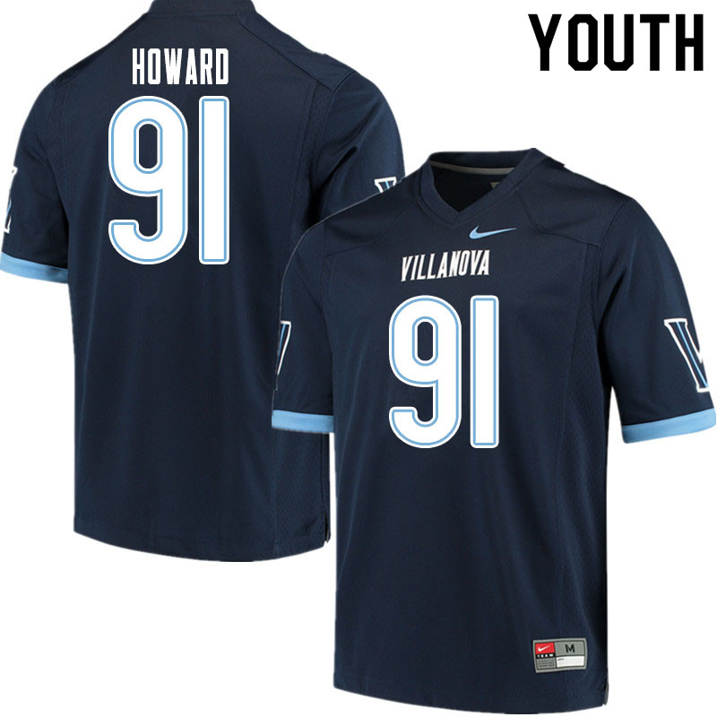 Youth #91 Ayden Howard Villanova Wildcats College Football Jerseys Sale-Navy